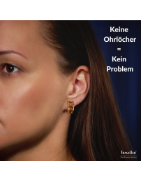 Traveller Ohrclips - 22kt Vergoldet - Kristall - Braun Topaz - 16 x 8 mm - 157628