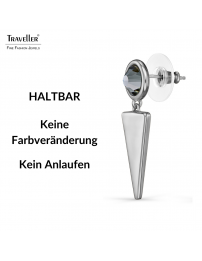 Traveller Ohrhänger - Silberfarben - Kristalle - Schwarz - Platiniert - 35 x 10 mm - 157753