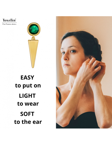 Traveller Drop Earrings - Pendants - Gold Plated - Crystals - Emerald Green - 35 x 10 mm - 157754