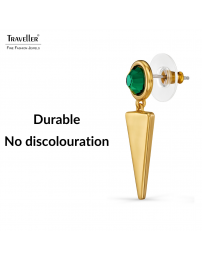 Traveller Drop Earrings - Pendants - Gold Plated - Crystals - Emerald Green - 35 x 10 mm - 157754