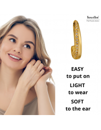 Traveller Clip-on Earrings - Hoops - Gold Plated - Crystals - 20 x 4 mm - 157730