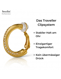 Traveller Ohrclips - Creolen - Vergoldet - Kristalle - 20 x 4 mm - 157730