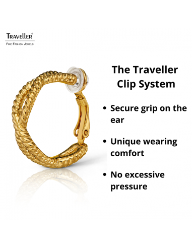 Traveller Clip-on Earrings - Hoops - Gold Plated - 24 x 8 mm - 157732