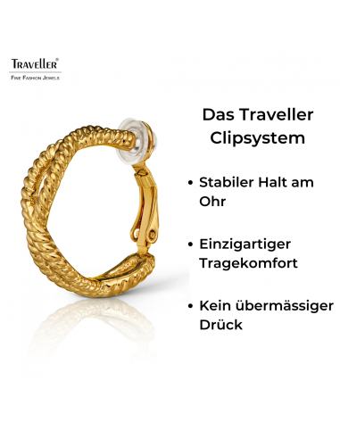 Traveller Ohrclips - Creolen - Vergoldet - 24 x 8 mm - 157732