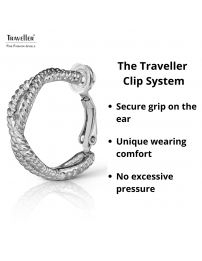 Traveller Clip-on Earrings - Hoops - Silver Coloured - Platinum Plated - 24 x 8 mm - 157733