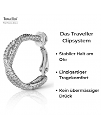 Traveller Ohrclips - Creolen - Silerfarben - Platiniert - 24 x 8 mm - 157733