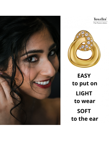 Traveller Clip-on Earrings - Gold Plated - Crystals - Triangle - 20 x 17 mm - 157738