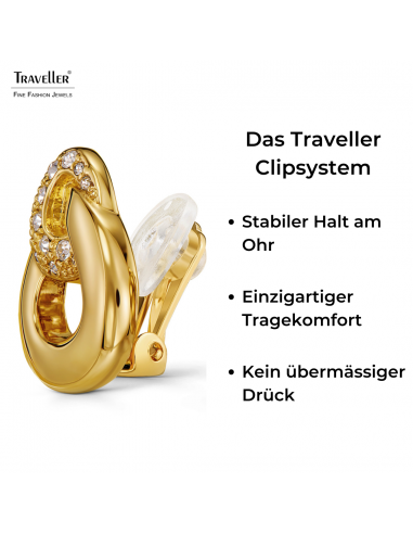 Traveller Ohrclips - Vergoldet - Kristalle - Dreieck - 20 x 17 mm - 157738