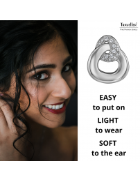 Traveller Clip-on Earrings - Silver Coloured - Crystals - Triangle - Platinum Plated - 20 x 17 mm - 157739