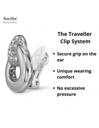 Traveller Clip-on Earrings - Silver Coloured - Crystals - Triangle - Platinum Plated - 20 x 17 mm - 157739