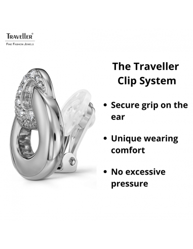 Traveller Clip-on Earrings - Silver Coloured - Crystals - Triangle - Platinum Plated - 20 x 17 mm - 157739