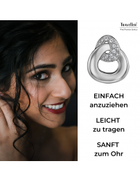 Traveller Ohrclips - Silberfarben - Kristalle - Dreieck - Platiniert - 20 x 17 mm - 157739