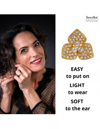 Traveller Clip-on Earrings - Gold Plated - Crystals - Flower - Ø16 mm - 157740