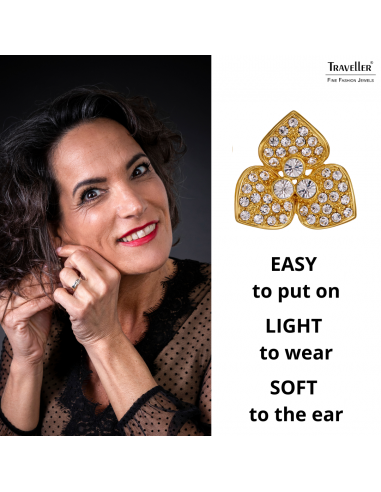 Traveller Clip-on Earrings - Gold Plated - Crystals - Flower - Ø16 mm - 157740