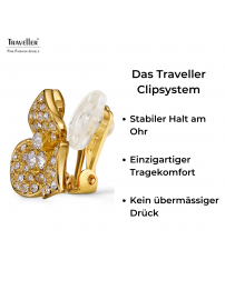 Traveller Ohrclips - Vergoldet - Kristalle - Blüme - Ø16 mm - 157740