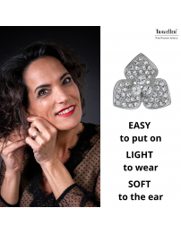 Traveller Clip-on Earrings - Silver Coloured - Crystals - Flower - Platinum Plated - Ø16 mm - 157741