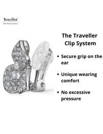 Traveller Clip-on Earrings - Silver Coloured - Crystals - Flower - Platinum Plated - Ø16 mm - 157741