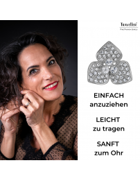 Traveller Ohrclips - Silberfarben - Kristalle - Blüme - Platiniert - Ø16 mm - 157741