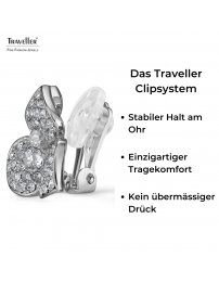 Traveller Ohrclips - Silberfarben - Kristalle - Blüme - Platiniert - Ø16 mm - 157741