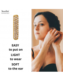 Traveller Earrings - Hoop Earrings - Gold Plated - Crystals - Square - Stainless Steel - 20 x 14 mm - 166333