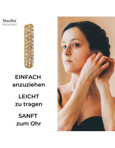 Traveller Creolen - Vergoldet - Kristalle - Quadrat - Edelstahl - 20 x 14 mm - 166333