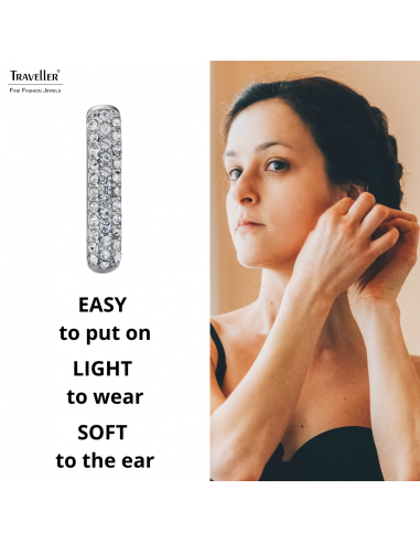 Traveller Earrings - Hoop Earrings - Silver Coloured - Crystals - Square - Stainless Steel - 20 x 14 mm - 166334