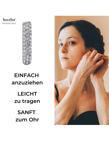 Traveller Creolen - Silberfarben - Kristalle - Quadrat - Edelstahl - 20 x 14 mm - 166334