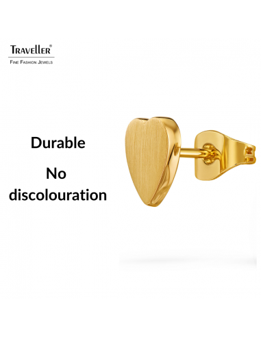Traveller Earrings - Gold Plated - Heart - Stainless Steel - 9 x 9 mm - 166337