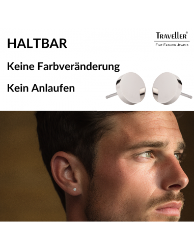 Traveller Ohrstecker - Herren - Edelstahl - Glanz - Ø 8mm - Silberfarben - 181248