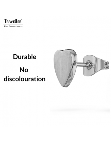 Traveller Earrings - Silver Coloured - Heart - Stainless Steel - 9 x 9 mm - 166338