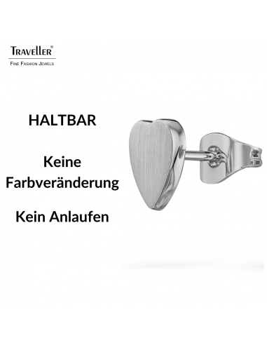 Traveller Ohrstecker - Silberfarben - Herz - Edelstahl - 9 x 9 mm - 166338