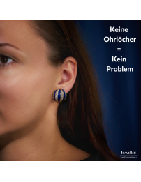 Traveller Ohrclip - 22kt Vergoldet - Kristalle - Email Blau - Kugelförmig - Ø 20mm - 157636