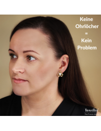 Traveller Ohrclips - Vergoldet - Perle - 8 mm - Weiss - Kristalle - 20x20 mm - 114295