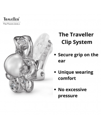 Traveller Clip-on Earrings - Silver Coloured - Pearl - 8 mm - White - Crystals - Platinum Plated - 20x20 mm - 114296