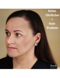 Traveller Ohrclips - Silberfarben - Perle - 8 mm - Weiss - Kristalle - Platiniert - 20x20 mm - 114296