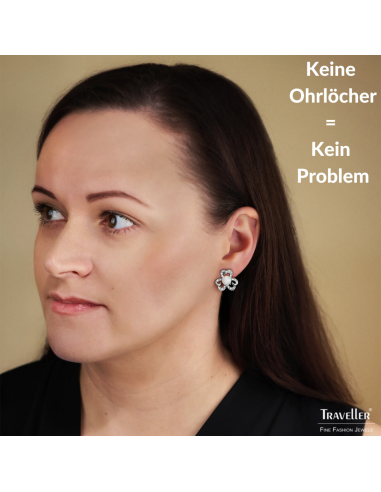 Traveller Ohrclips - Silberfarben - Perle - 8 mm - Weiss - Kristalle - Platiniert - 20x20 mm - 114296
