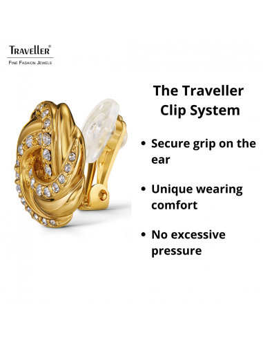 Traveller Clip-on Earrings - Gold Plated - Crystals - Knot - Ø 17 mm - 157744