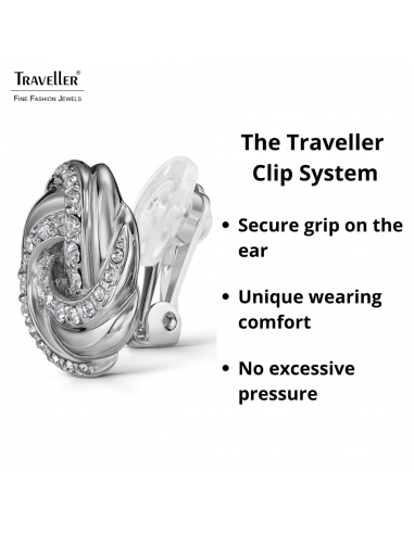 Traveller Clip-on Earrings - Silver Coloured - Crystals - Knot - Ø 17 mm - Platinum Plated - 157745