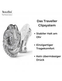 Traveller Ohrclips - Silberfarben - Kristalle - Knopf - Ø 17 mm - Platiniert - 157745