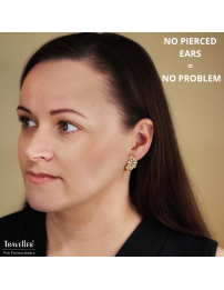 Traveller Clip-on Earrings - Gold Plated - Crystals - Flower - 20x12 mm - 157746