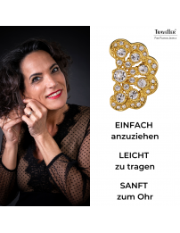 Traveller Ohrclips - Vergoldet - Kristalle - Blüme - 20x12 mm - 157746