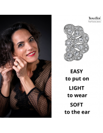 Traveller Clip-on Earrings - Silver Coloured - Crystals - Flower - Platinum Plated - 20x12 mm - 157747