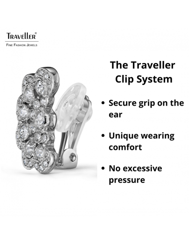 Traveller Clip-on Earrings - Silver Coloured - Crystals - Flower - Platinum Plated - 20x12 mm - 157747