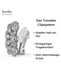 Traveller Ohrclips - Silberfarben - Kristalle - Blüme - Platiniert - 20x12 mm - 157747