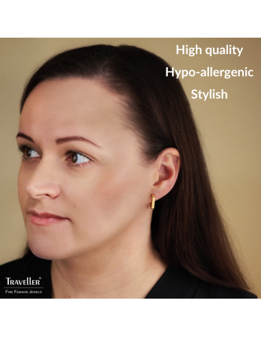 Traveller Earrings- Hoop Earrings- Gold Plated - Traingle / Diamond - Stainless Steel - 16 x 3 mm - 166343