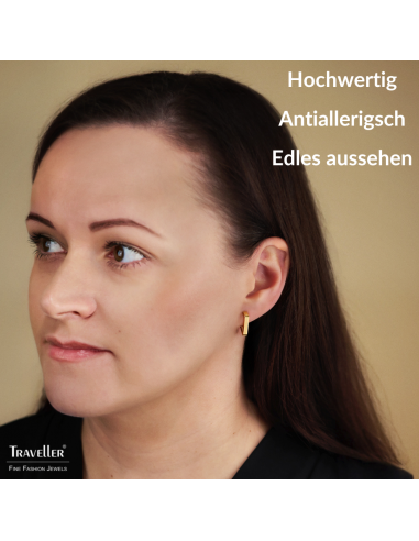 Traveller Creolen - Vergoldet - Dreieck / Diamanten - Edelstahl - 16 x 3 mm - 166343