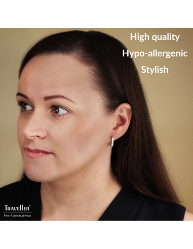 Traveller Earrings - Hoop Earrings - Silver Coloured - Traingle / Diamond - Stainless Steel - 16 x 3 mm - 166344