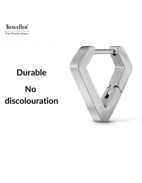 Traveller Earrings - Hoop Earrings - Silver Coloured - Traingle / Diamond - Stainless Steel - 16 x 3 mm - 166344