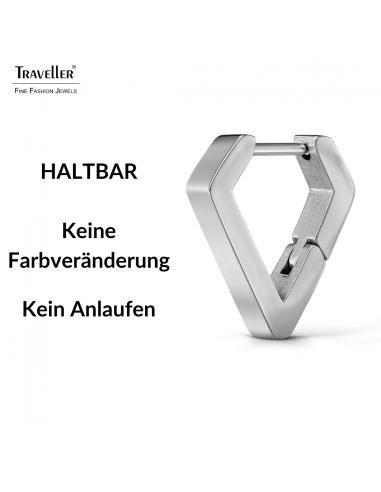 Traveller Creolen - Silberfarben - Dreieck/ Diamante - Edelstahl - 16 x 3 mm - 166344