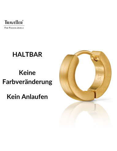 Traveller Creolen - Unisex - Vergoldet - Matt - Edelstahl - 14 x 4 mm - 166359